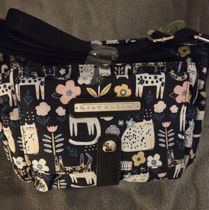 Lily Bloom Black Multicolor Feline Fields Crossbody Bag